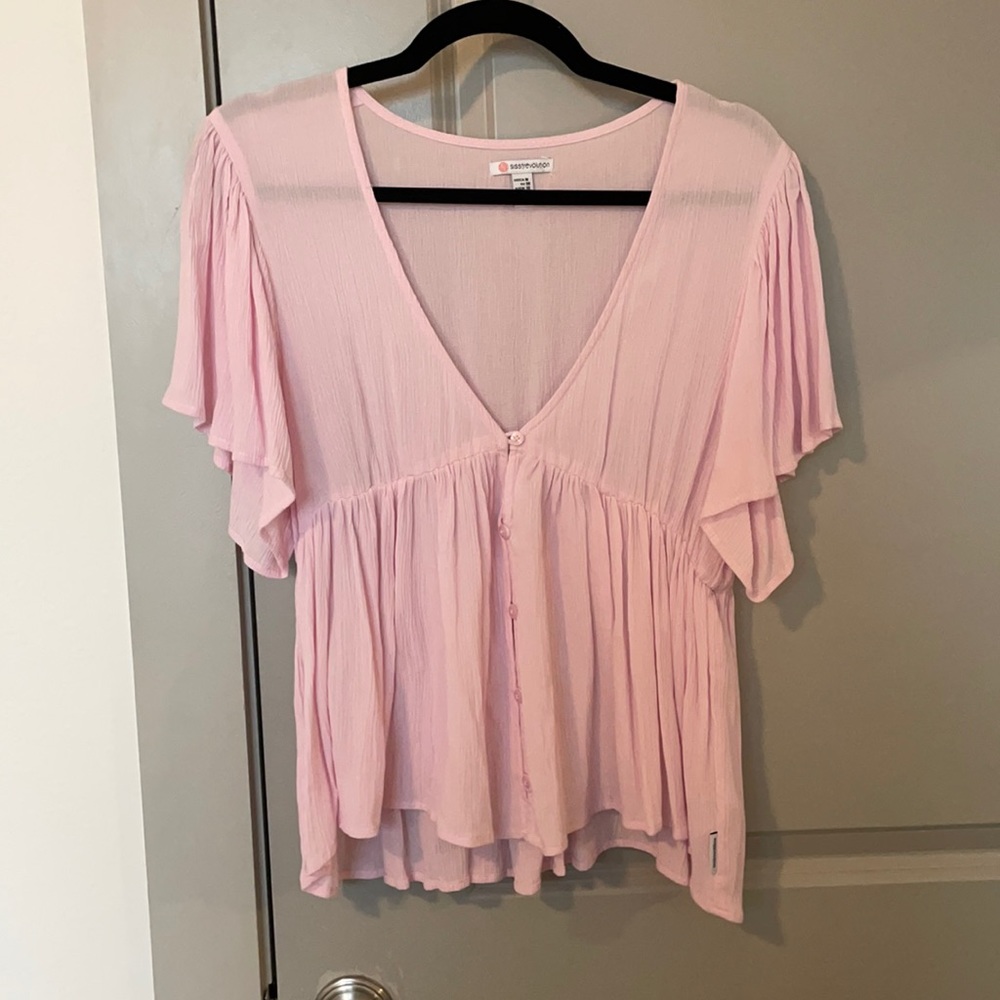 Sisstrevolution Pink Button Top